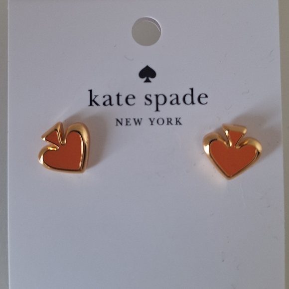 NWT Kate Spade Orange Everyday Spade Enamel Stud Earrings - Picture 3 of 4